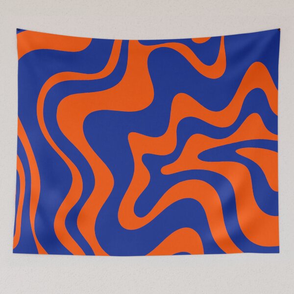 Item preview, Groovy Retro Liquid Swirl Vibrant Abstract Pattern in Bold Blue and Orange designed and sold by kierkegaard.