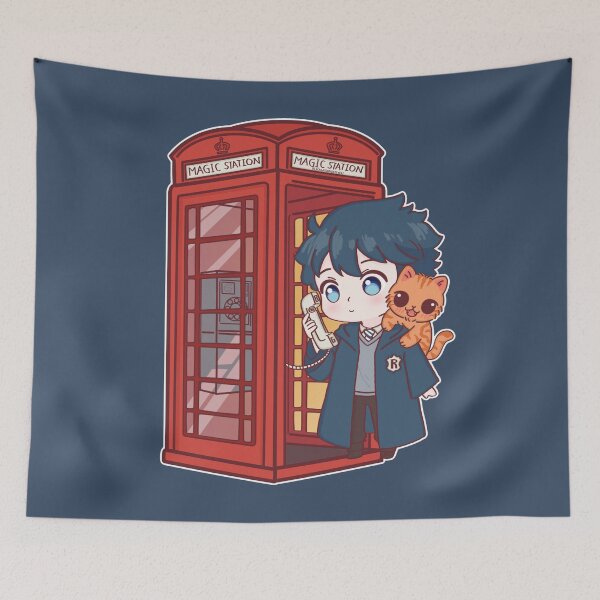Item preview, Raven House Magic Station – Cute Wizard Boy & Cat designed and sold by BGMeYou.