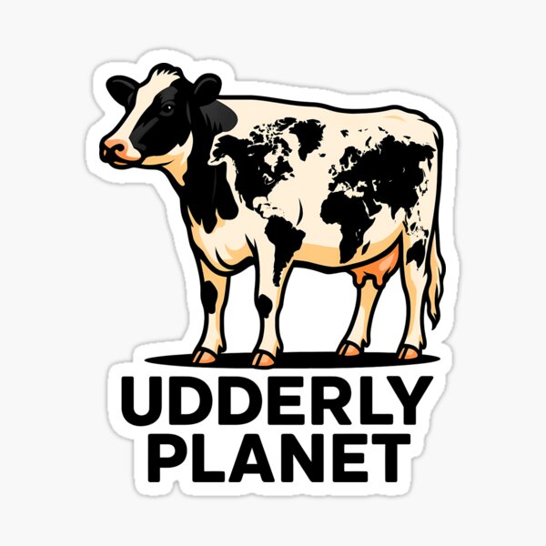 Vista previa del artículo con la obra «Juegos de palabras sobre animales ambientales de Udderly Planet», diseñado y vendido por BrBrDesign.