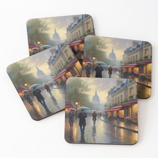Item preview, Quiet Rain: A Parisian Street Painting designed and sold by BlareBlare.