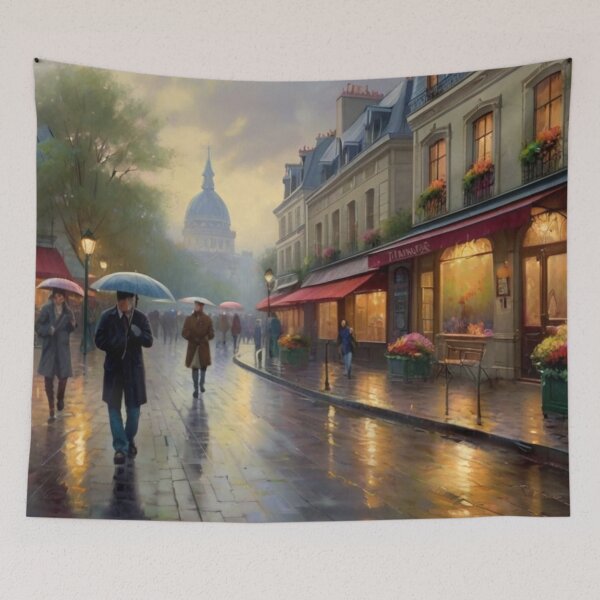 Item preview, Quiet Rain: A Parisian Street Painting designed and sold by BlareBlare.