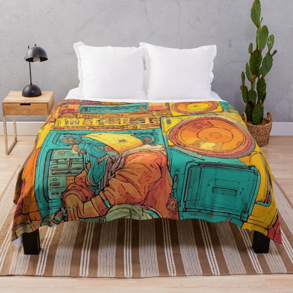 Item preview, Cyber Girl Sitting by Giant Boombox – Futuristic Street Art designed and sold by Moss and Moon Studio.