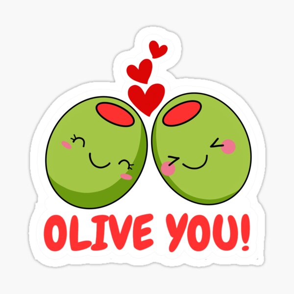 Item preview, Olive You Love Pun Food Funny Valentines Sticker designed and sold by stickers.for.you.