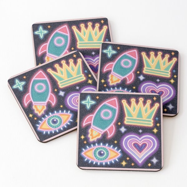 Item preview, Neon Kawaii Clipart: Space, Stars, Hearts, and Crowns in Vintage and Cartoon Styles designed and sold by BlissxPals.
