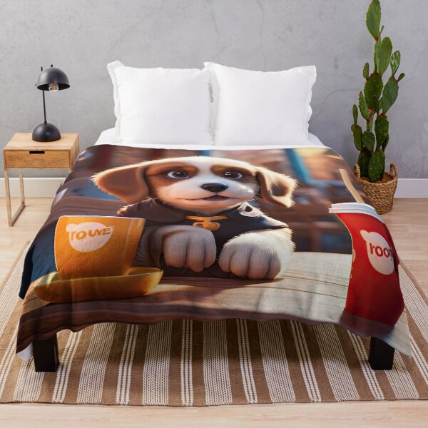 Item preview, Puppy drinking coffee in a coffee shop designed and sold by Colin Bentham.