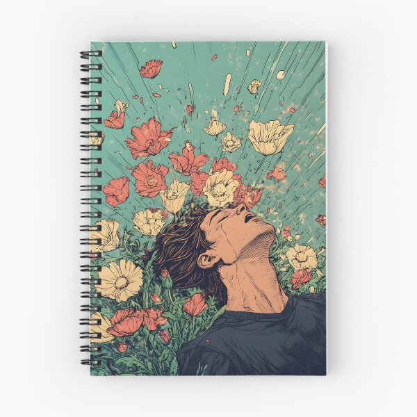 Item preview, Young Man Surrounded By Colorful Flowers Sneezing From Allergies designed and sold by EL-Lebedenko.