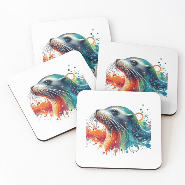 Item preview, A sea lion with splashes and a colorful background designed and sold by Marcoshop10.