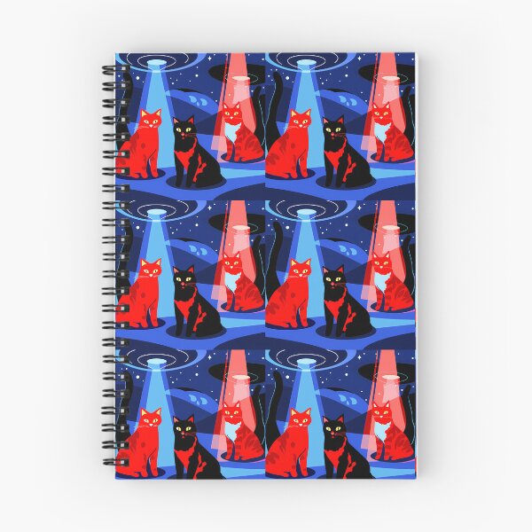 Item preview, Red Blue Mystical Night Cats Encounters Animals UFO designed and sold by ART ATTACK ZONE.