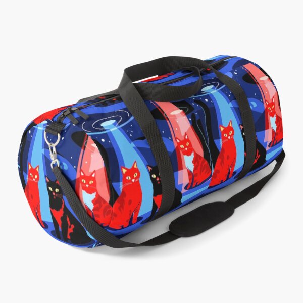 Item preview, Red Blue Mystical Night Cats Encounters Animals UFO designed and sold by ART ATTACK ZONE.