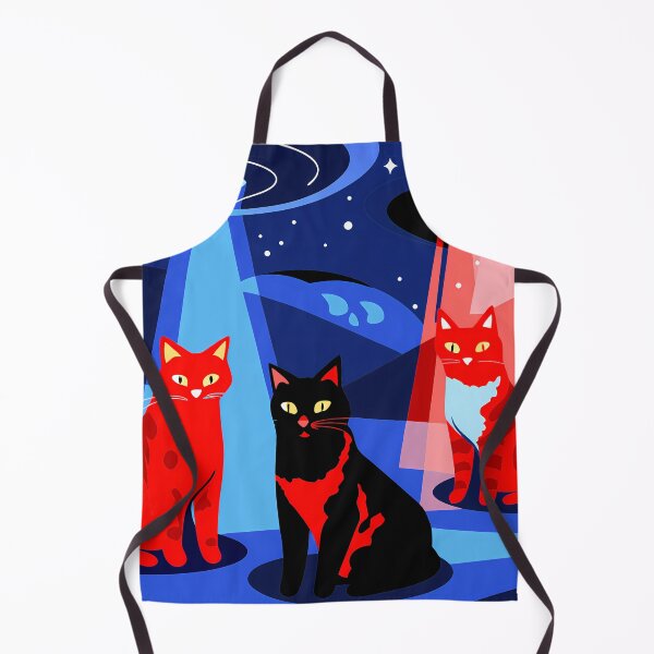 Item preview, Red Blue Mystical Night Cats Encounters Animals UFO designed and sold by ART ATTACK ZONE.
