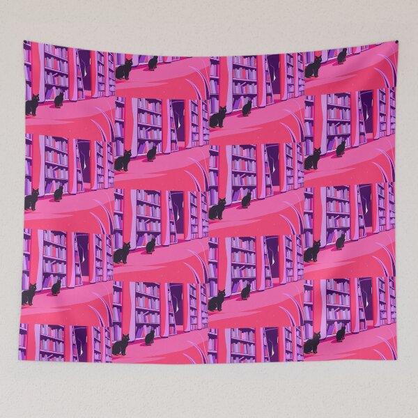 Item preview, Pink Night Cats Encounters Animals Colors UFO designed and sold by ART ATTACK ZONE.