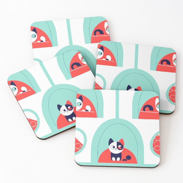 Item preview, Cartoon Night Cats Encounters Animals Colors UFO designed and sold by ART ATTACK ZONE.