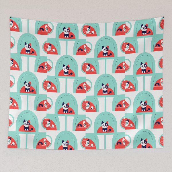 Item preview, Cartoon Night Cats Encounters Animals Colors UFO designed and sold by ART ATTACK ZONE.