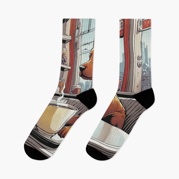 Item preview, Puppy drinking coffee in a coffee shop designed and sold by Colin Bentham.