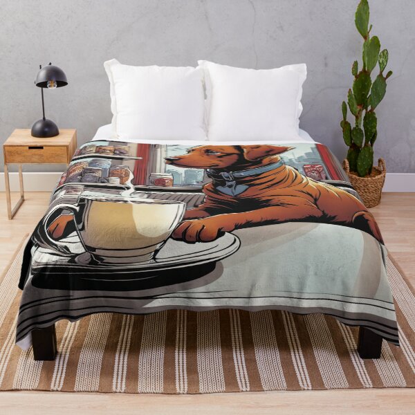 Item preview, Puppy drinking coffee in a coffee shop designed and sold by Colin Bentham.