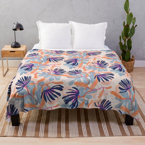Item preview, Bold After Dark Blooms Pattern in Dark Blue, Blue, Pastel Colors, Pink, Sand, Orange designed and sold by gamboling.