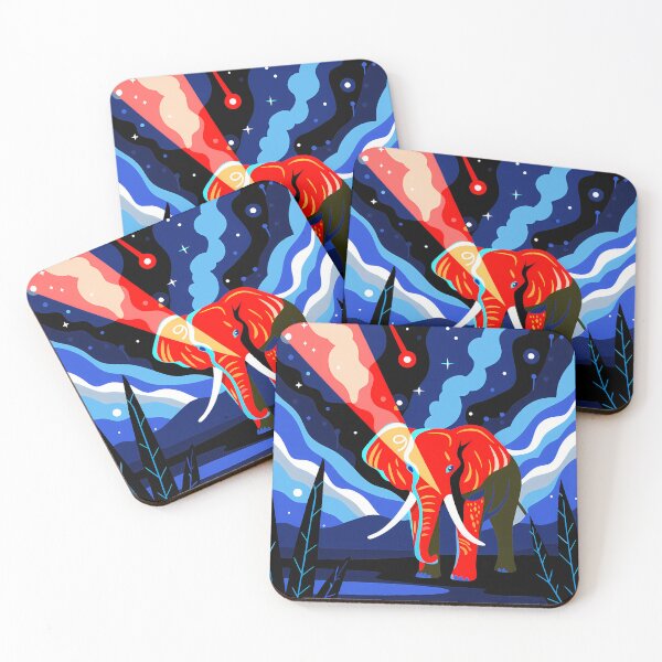 Item preview, Enigmatic Elephants Dreamlike Night Landscapes Colorful Animals Wild designed and sold by ART ATTACK ZONE.