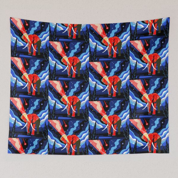 Item preview, Enigmatic Elephants Dreamlike Night Landscapes Colorful Animals Wild designed and sold by ART ATTACK ZONE.