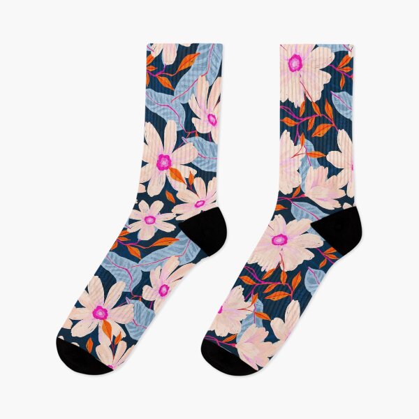 Item preview, Bold After Dark Blooms Pattern in Dark Blue, Light Blue, Pastel Colors, Pink, Sand, Orange designed and sold by gamboling.