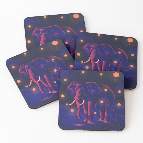 Item preview, Chill Elephants Dreamlike Night Landscapes Colorful Animals Wild designed and sold by ART ATTACK ZONE.