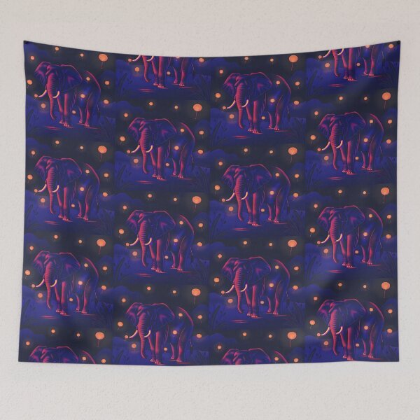 Item preview, Chill Elephants Dreamlike Night Landscapes Colorful Animals Wild designed and sold by ART ATTACK ZONE.