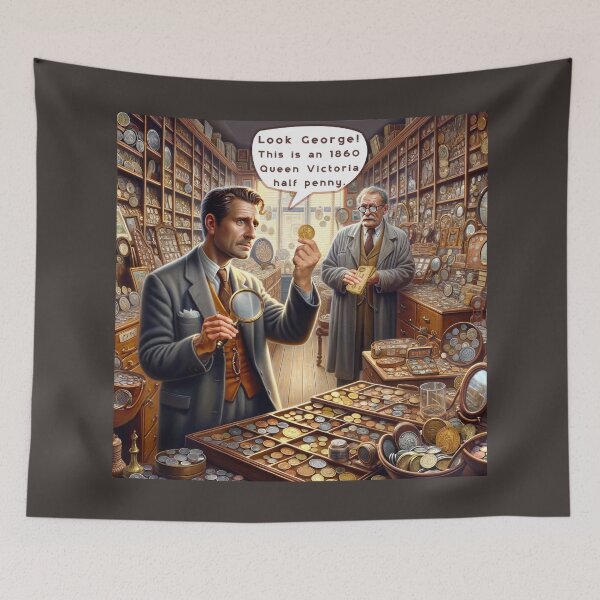 Item preview, Coin collector enthusiasts in a fun intriguing hobby shop designed and sold by bushwombat.