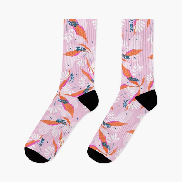 Item preview, White Blooms Pattern in Blue, Orange and Light Pink designed and sold by gamboling.