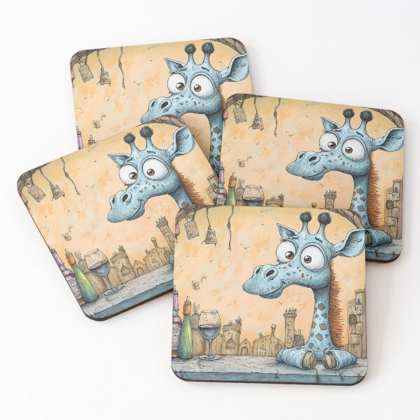 Item preview, Humorous cartoon giraffe in whimsical urban tavern. designed and sold by Artessie.
