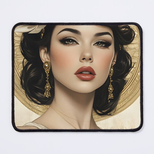 Item preview, Elegant woman portrait with flower and gold accents designed and sold by Artessie.
