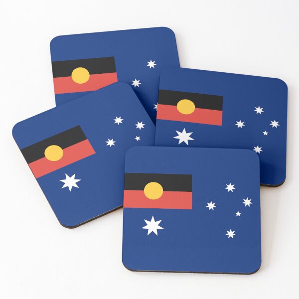 Item preview, Australian Flag with Aboriginal Flag designed and sold by Beluga Cat.