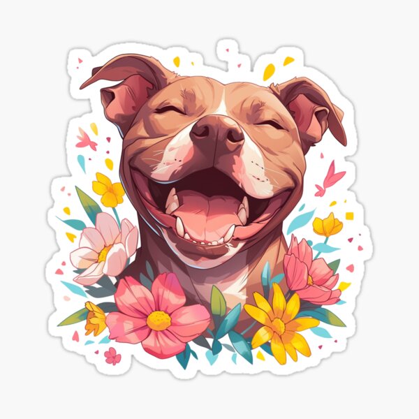 Item preview, Cute Pitbull with flowers designed and sold by MendaciousMina.