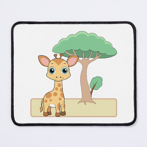 Cute Baby Giraffe Near a Tree (v02) Mouse Pad