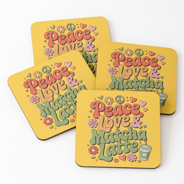Item preview, Peace Love Matcha Latte Retro Groovy Design designed and sold by emmjott.