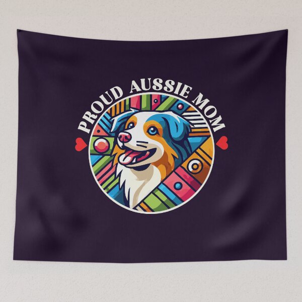 Item preview, Proud Aussie Mom Colorful Australian Shepherd Dog Lover Design	 designed and sold by Victor Shadehorn.