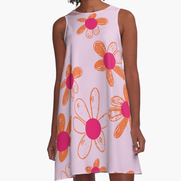 Item preview, Retro Daisy Pop – Bold Orange & Pink Floral Pattern designed and sold by Whimsy Belle Atelier.