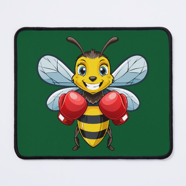 Item preview, European honey bee (Apis mellifera), cartoon cute happy bee in red boxing gloves and shoes playing sport designed and sold by Danler.