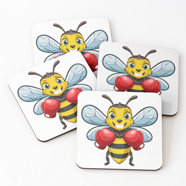 Item preview, European honey bee (Apis mellifera), cartoon cute happy bee in red boxing gloves and shoes playing sport designed and sold by Danler.