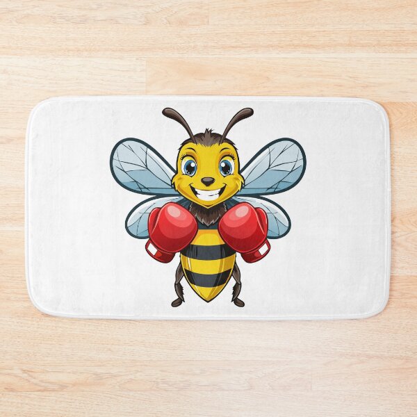 Item preview, European honey bee (Apis mellifera), cartoon cute happy bee in red boxing gloves and shoes playing sport designed and sold by Danler.