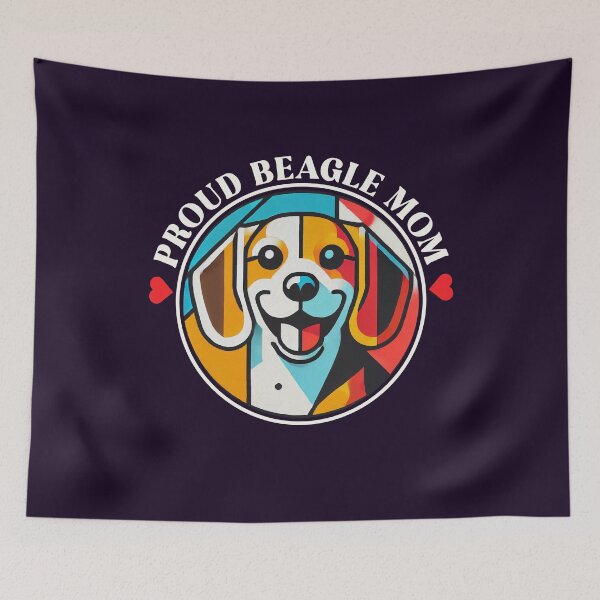 Aperçu de l'œuvre Fière maman Beagle, design coloré et pop art pour amoureux des chiens créée et vendue par Victor Shadehorn.