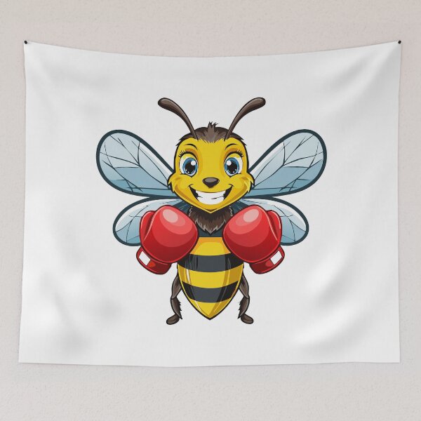 Item preview, European honey bee (Apis mellifera), cartoon cute happy bee in red boxing gloves and shoes playing sport designed and sold by Danler.