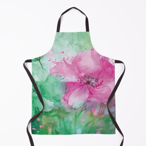 Item preview, Blush Pink and Dark teal green and gold VINTAGE FLOWERS, teal and pink wildflower watercolour garden, deep teal alcohol ink effect, blue-green floral pink spring painting designed and sold by navitalidesign.