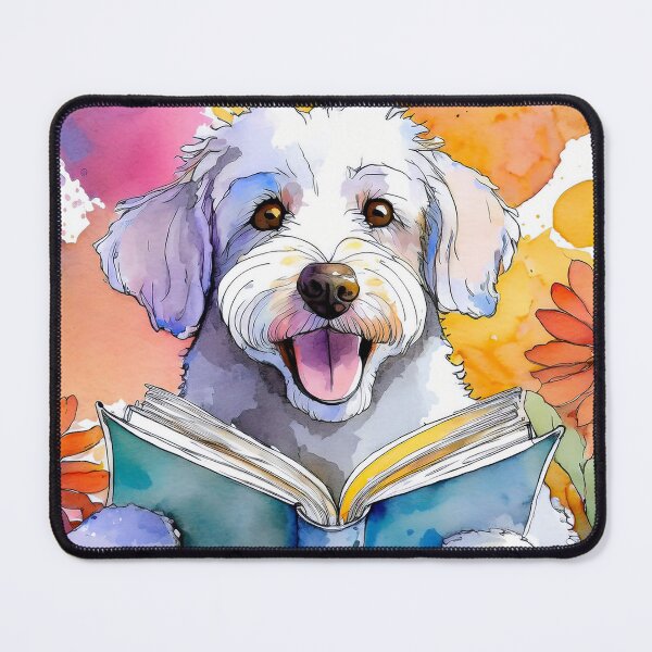 Item preview, Schnoodle Holding the Big Book in Field of Flowers designed and sold by ApexDesigners.