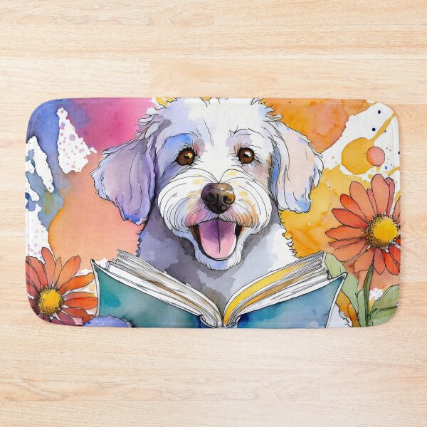 Item preview, Schnoodle Holding the Big Book in Field of Flowers designed and sold by ApexDesigners.