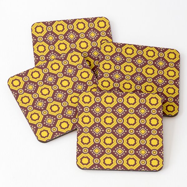Item preview, Bohemian repeat print in deep red and gold, blending bold tribal elegance with modern charm designed and sold by zephstudoartist.
