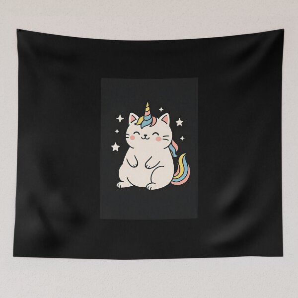 Item preview, Cute Chubby Caticorn with Rainbow Horn and Stars designed and sold by Amr Siam.