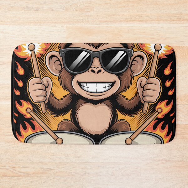 Item preview, Drum Like Hell – Cartoon Monkey Drummer on Fire designed and sold by AP_1979.