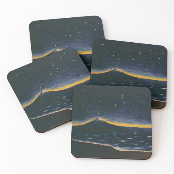 Item preview, The Starry Night of sea and fuji mountain in dark grey designed and sold by MerryCrown.