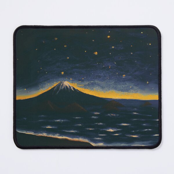 Item preview, The Starry Night of sea and fuji mountain in dark grey designed and sold by MerryCrown.