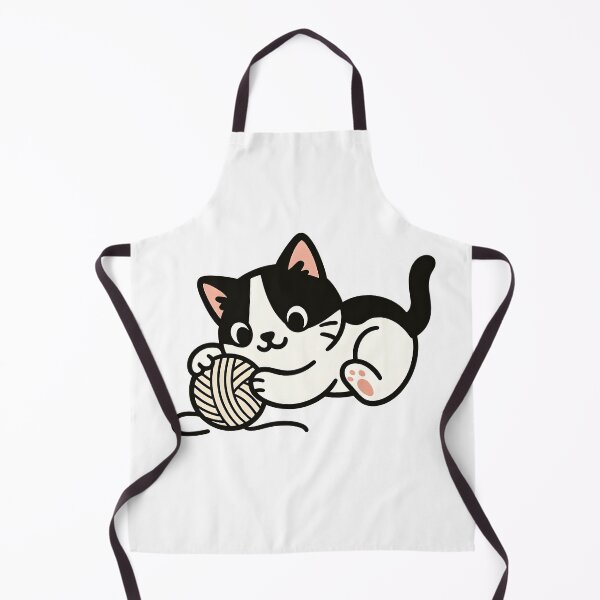 Item preview, Cute black and white cat with ball of wool designed and sold by AlphaAutomation.