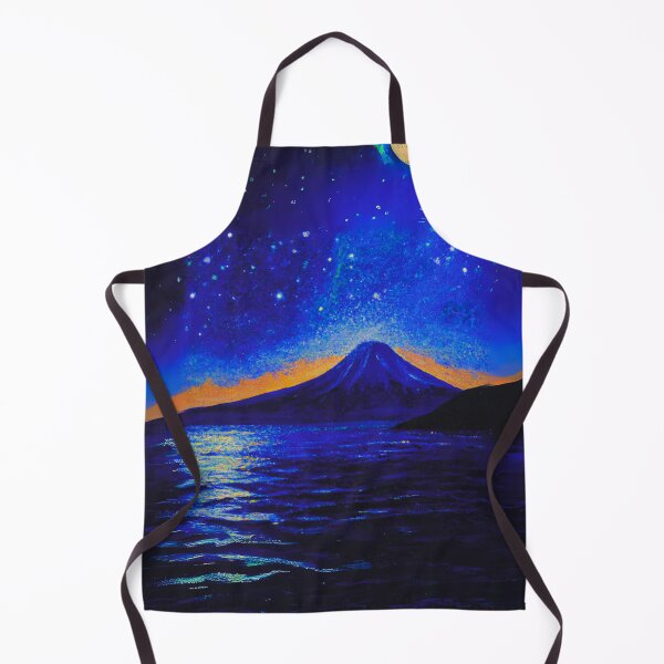 Item preview, The Starry Night of sea and fuji mountain with a full moon designed and sold by MerryCrown.